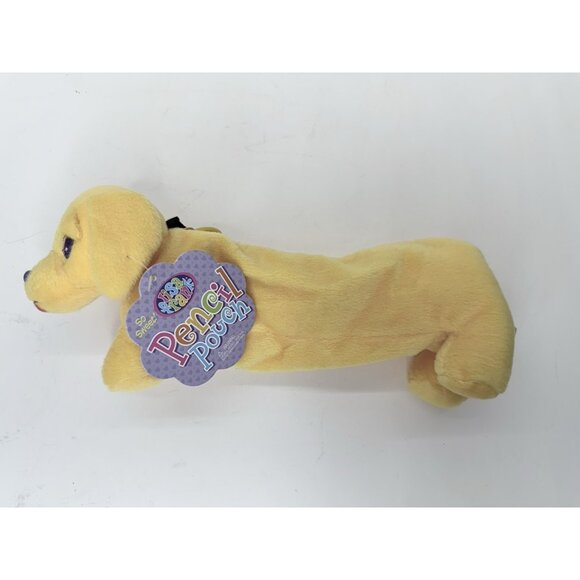 Vintage Lisa Frank Golden Retriever Dog Pencil Pouch Bag Case Zipper Plush Tags - Picture 1 of 11